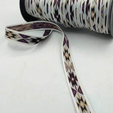 10 meters Ethnic Jacquard Braid 20mm White & Brown - ACCESSOIRES LEDUC BV